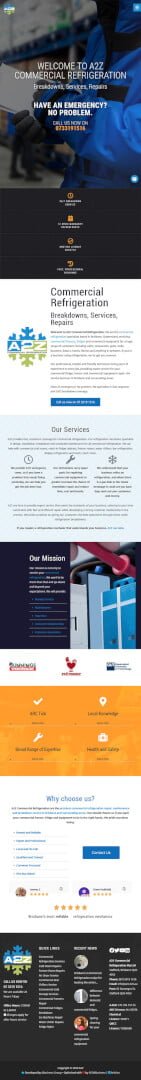 A2Z Refrigeration: Tablet View