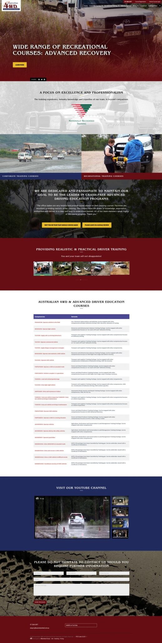 Australian 4WD Advanced Driver Education: Desktop View