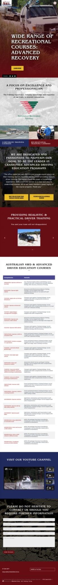 Australian 4WD Advanced Driver Education: Tablet View