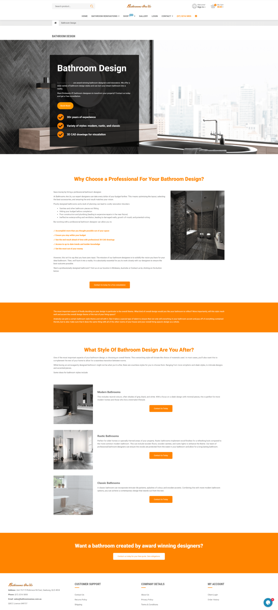 Bathrooms Are Us: Desktop View