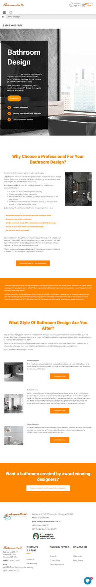 Bathrooms Are Us: Tablet View