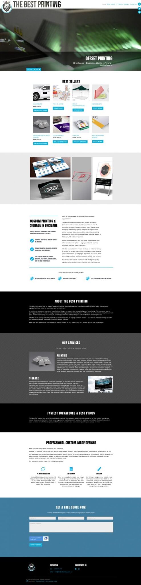 The Best Printing: Desktop View