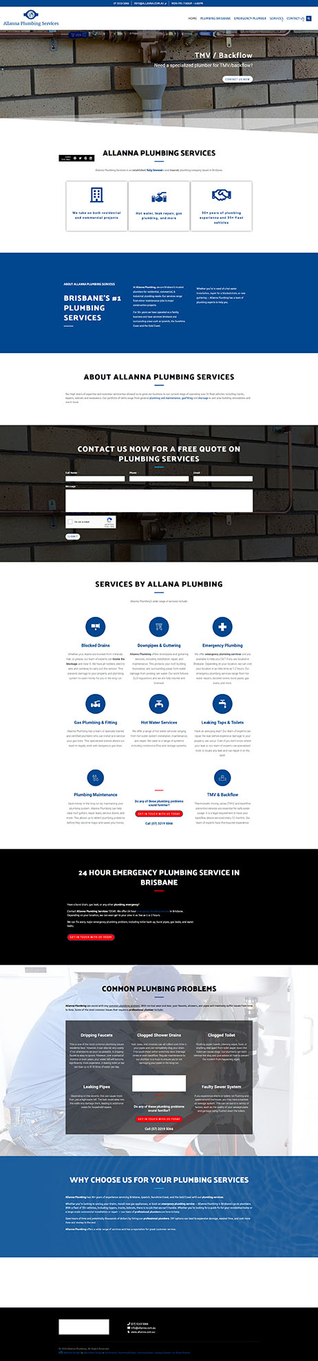 Allanna Plumbing: Desktop View