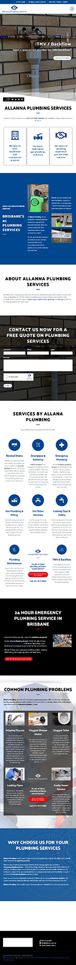 Allanna Plumbing: Tablet View