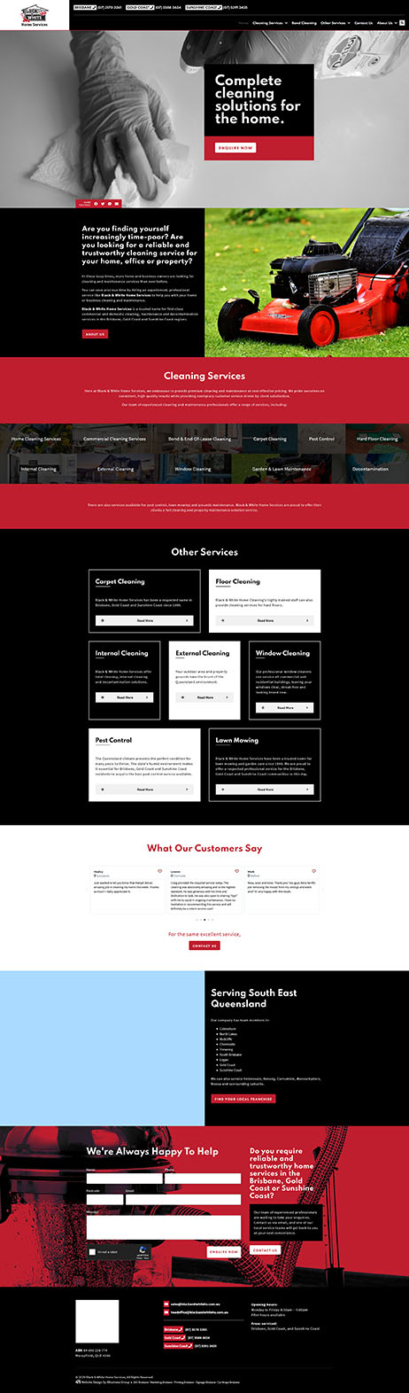 Black & White Home Services: Desktop View