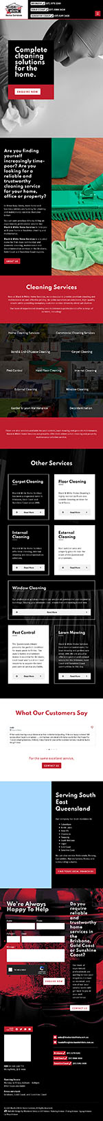 Black & White Home Services: Tablet View