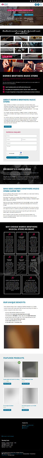 Morris Brothers Music Store: Tablet View