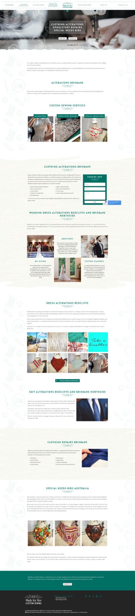 Made For You Custom Sewing: Desktop View