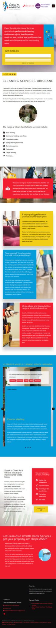 Clean As A Whistle Home Services: Tablet View