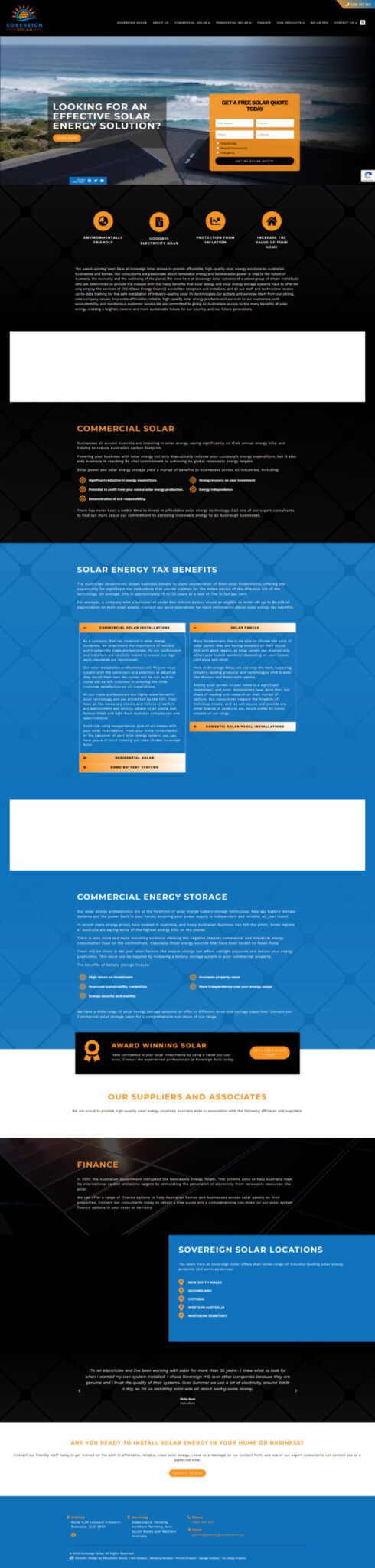 Sovereign Solar: Desktop View