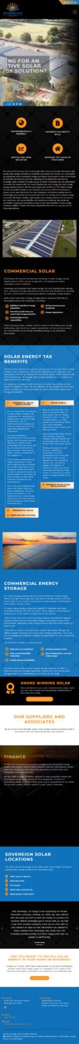Sovereign Solar: Tablet View