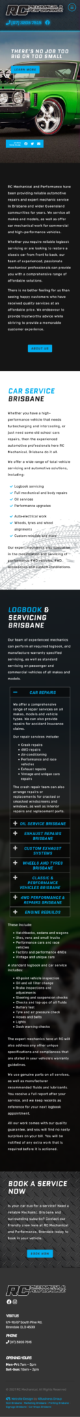 RC Mechanical: Mobile view