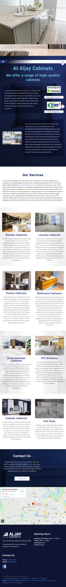 Aljay Cabinets: Tablet View