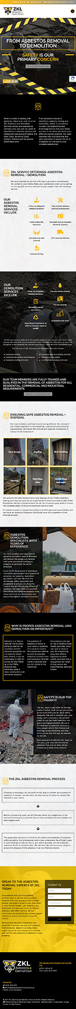 ZKL Asbestos and Demolition:Tablet View